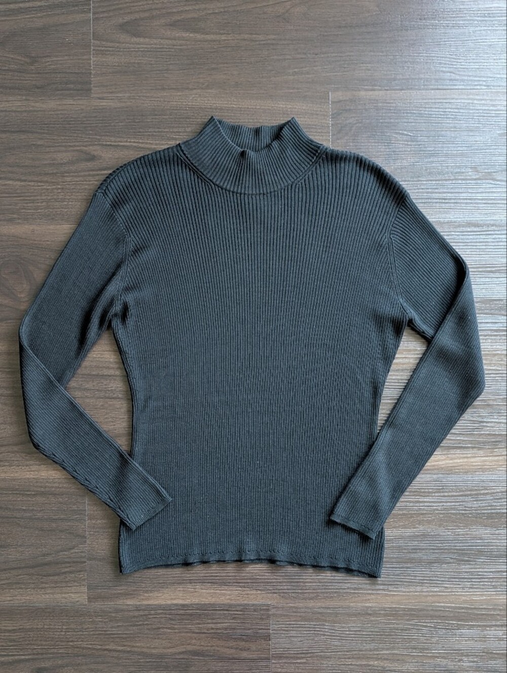 Vintage 90s Jacqueline Ferrar 100% Silk Knit Black Long Sleeve Top Large